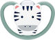 Nuk Orthodontischer Schnuller Silikon Space Zebra Green mit Etui für 6-18 Monate 1Stück