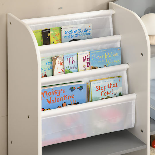 Kids Wooden Bookcase Gray 85x26x84cm