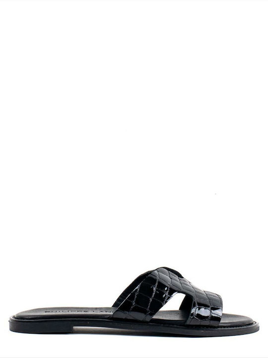 Philippe Lang Leather Women's Sandals Black Croco