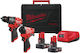 Milwaukee 4933480588 Σετ Δραπανοκατσάβιδο 12V με 2 Μπαταρίες 6Ah