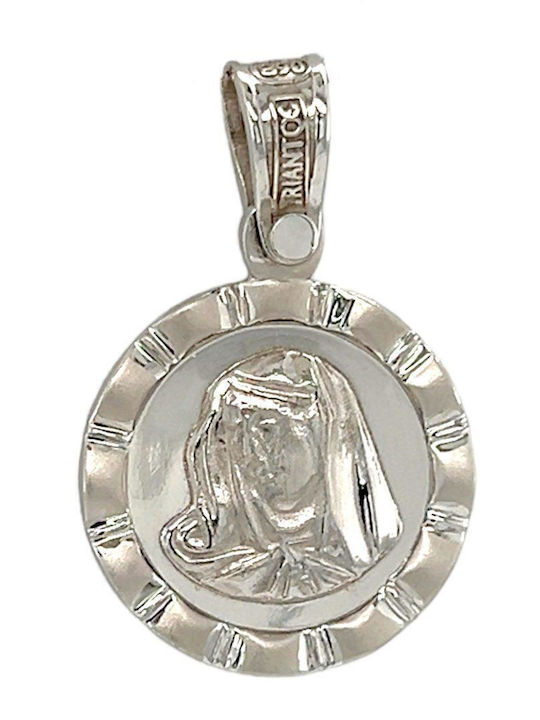 Xryseio Икони Детски Талисман с Дева Мария от Бяло злато 14K FL1144
