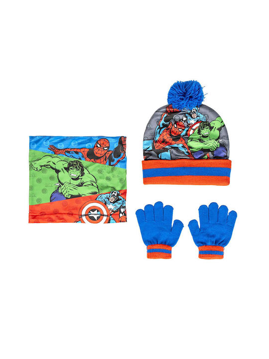Cerda Kids Beanie Set with Scarf & Gloves Knitted Red
