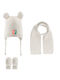 Kinder Mütze Set mit Handschuhe Gestrickt Weiß