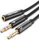Vention 3.5mm Female to 2x 3.5mm Male Audio Cable Black 0.3m BBTBY