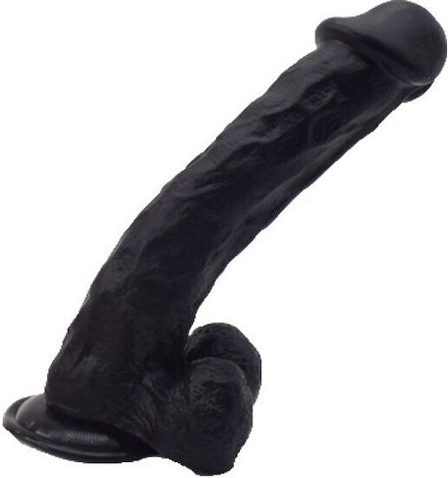 Mokko Toys Big Realistic Dildo with Scrotum and Suction Cup Black 27.5cm