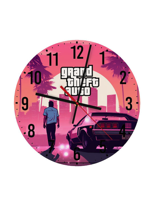Koupakoupa Silent Wall Clock Wooden Fuchsia