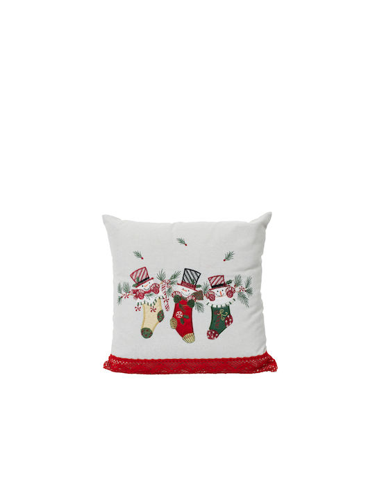 Ilis Home Коледна Декоративна Калъфка Квадратна Бял 45x45cm