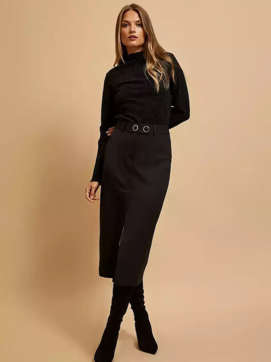 Make your image Midi Skirt in Black color