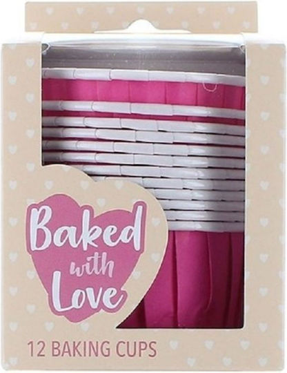 Baked Love Small Non-Stick Paper Baking Cups 12 Pcs Fuchsia