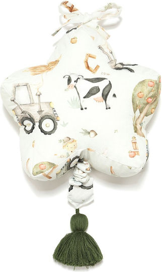 La Millou Handmade Pernă Decorativă pentru Pătuț Star Abc Farm cu Muzică Bej