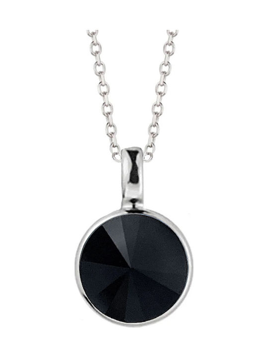 Theodora's Jewellery Κολιέ από Ασήμι Μαύρο Μαύρο