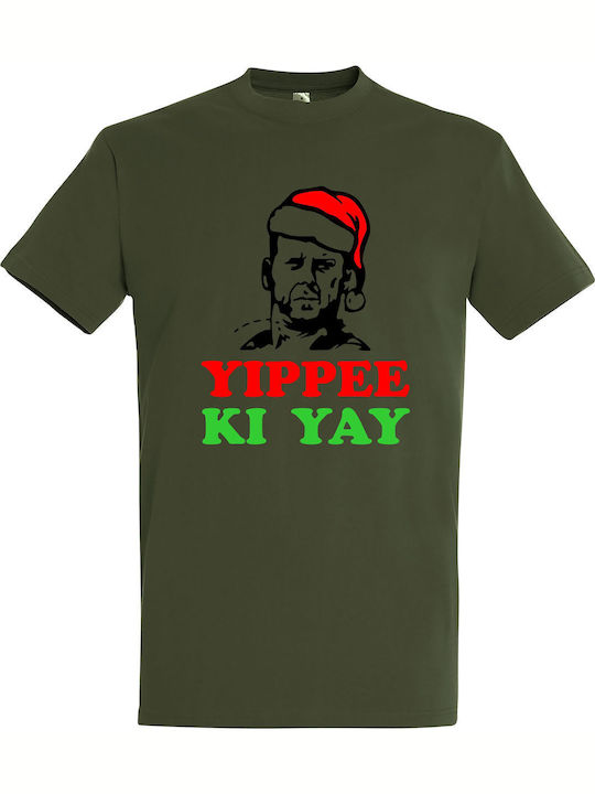 T-shirt Unisex " Yippee Ki Yay Die Hard Christmas Bruce Willis " Army
