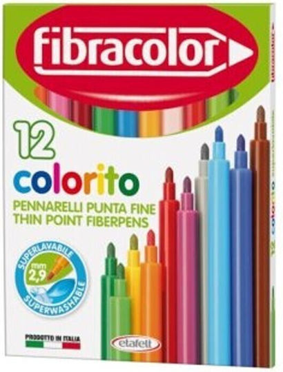 Fibracolor Colorito Μαρκαδόροι Ζωγραφικής 2.9mm Λεπτοί Σετ 12 χρώματα