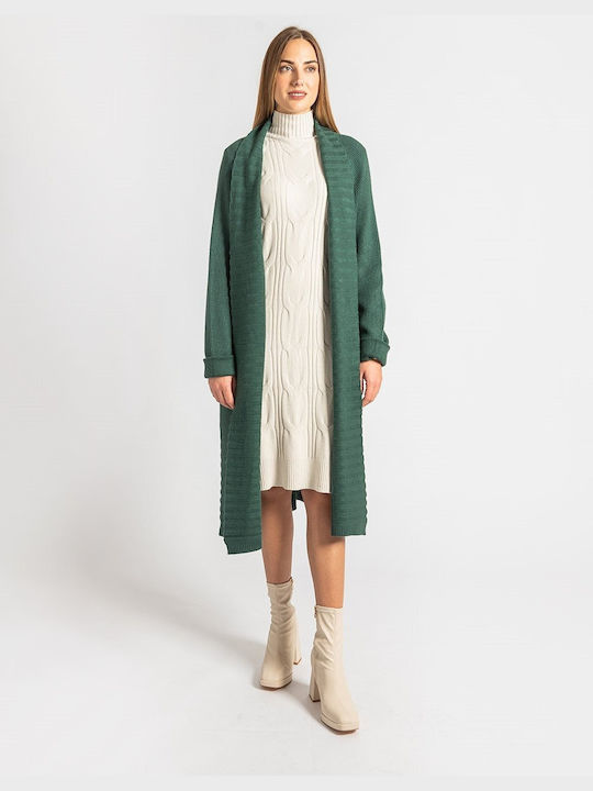 InShoes Long Women's Knitted Cardigan green