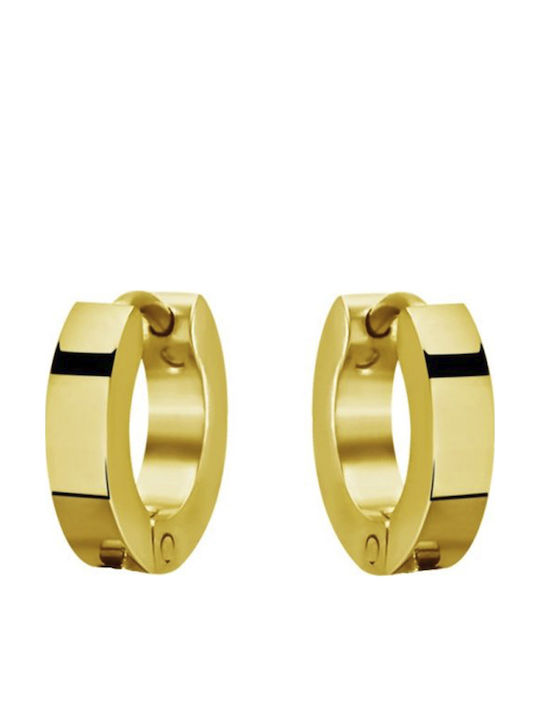 Theodora's Jewellery Ανδρικά Σκουλαρίκια Κρίκοι από Ατσάλι Επιχρυσωμένα