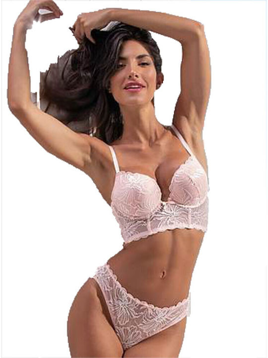 Love And Bra Дантелен Комплект Дамско Бельо Bralette с Бразилско Pink
