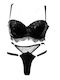 Fontana di Vita Unterwäsche-Set für Damen BH mit Zeichenfolge Black
