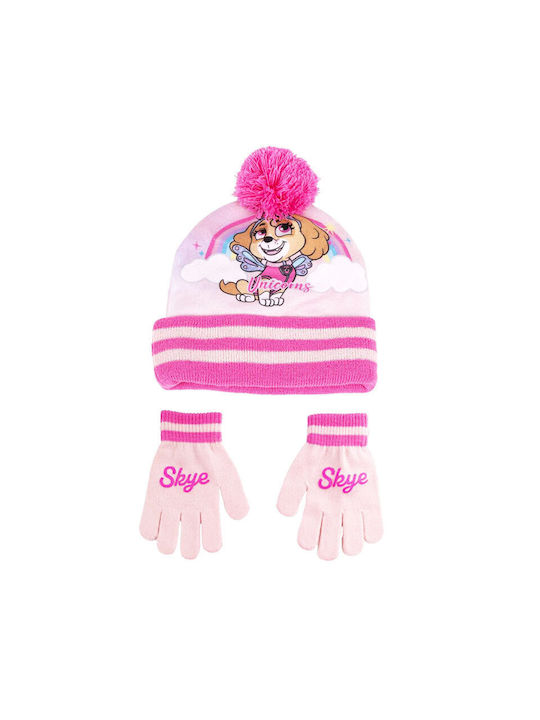 Cerda Σετ Παιδικό Σκουφάκι με Γάντια Πλεκτό Ροζ