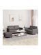 Living Room Furniture Set 2-Seater & 2-Seater & Stool Gray
