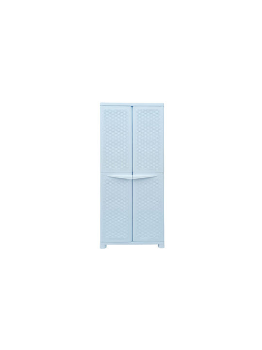 Двукрилен Гардероб Rattan Пластмасов с 4 Рафтове 70x44x173см
