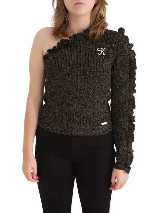 Γυναικεία Μπλούζα Off-Shoulder με έναν Ώμο Μαύρη