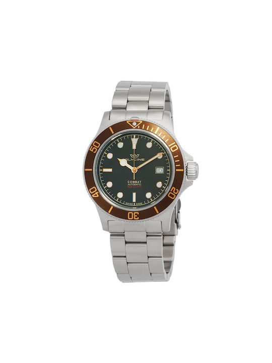 Glycine Combat Sub Watch Automatic with Silver Metal Bracelet