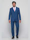 Men's Suit with Vest Regular Fit Blue