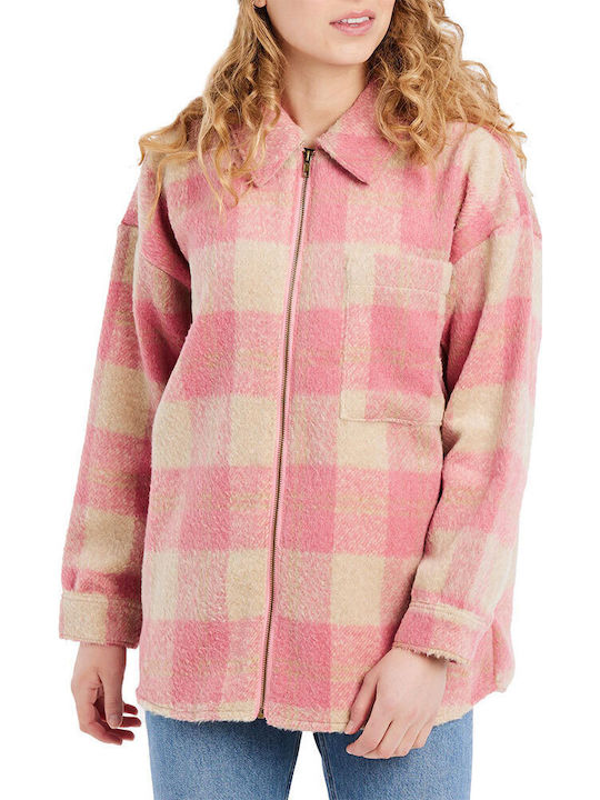 Κοντό Γυναικείο Puffer Μπουφάν για Χειμώνα Cameo Pink