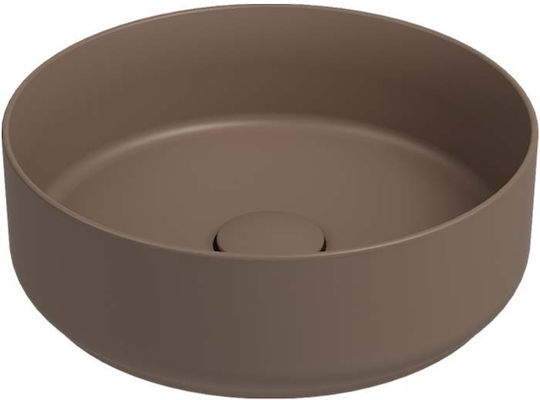 Bianco Ceramica Επικαθήμενος Νιπτήρας Πορσελάνης 36x36cm Taupe Matt