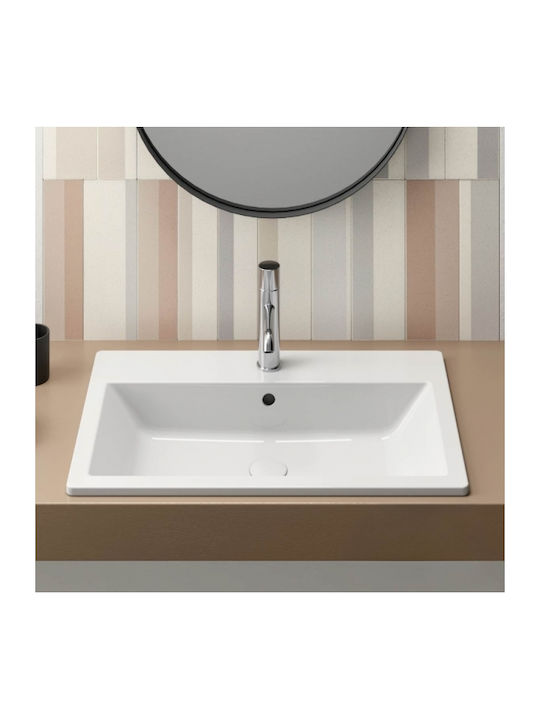 GSI Kube-x Aufgesetztes Waschbecken Porzellan 70x46x13cm Weiß