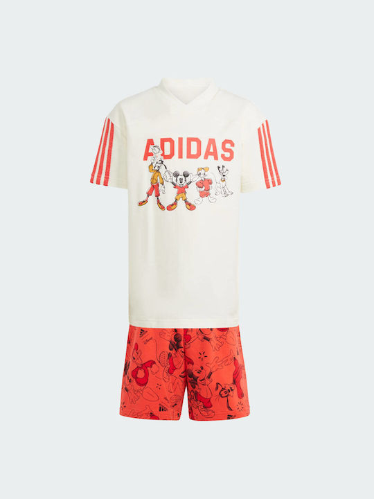 Adidas Kinder Set mit Shorts Sommer 2Stück Off White / Bright Red