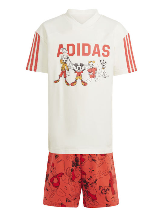 Kids' Set with Shorts Summer 2pcs Off White / Bright Red x Disney Mickey Mouse