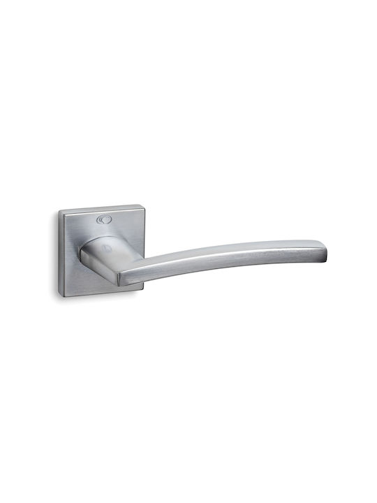 Convex 925 Middle Door Lever with Rosette for Both Sides Placement Silver Pair