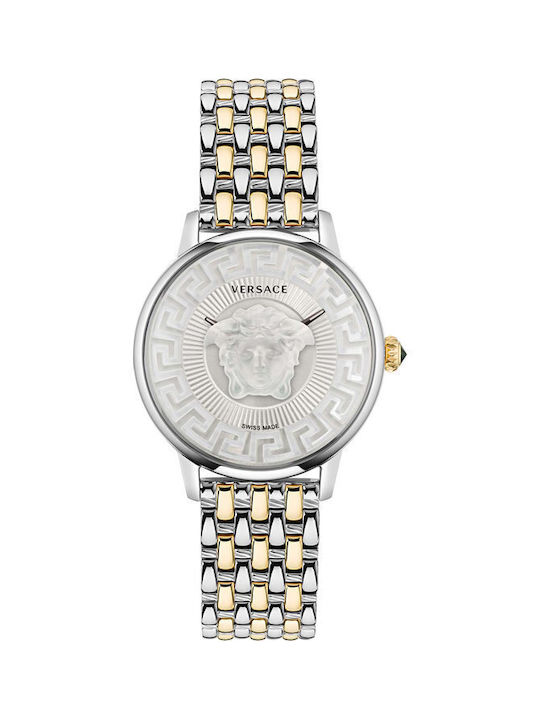 Versace Medusa Γυναικείο Ρολόι 38mm Μπαταρίας με Ασημί Μεταλλικό Μπρασελέ