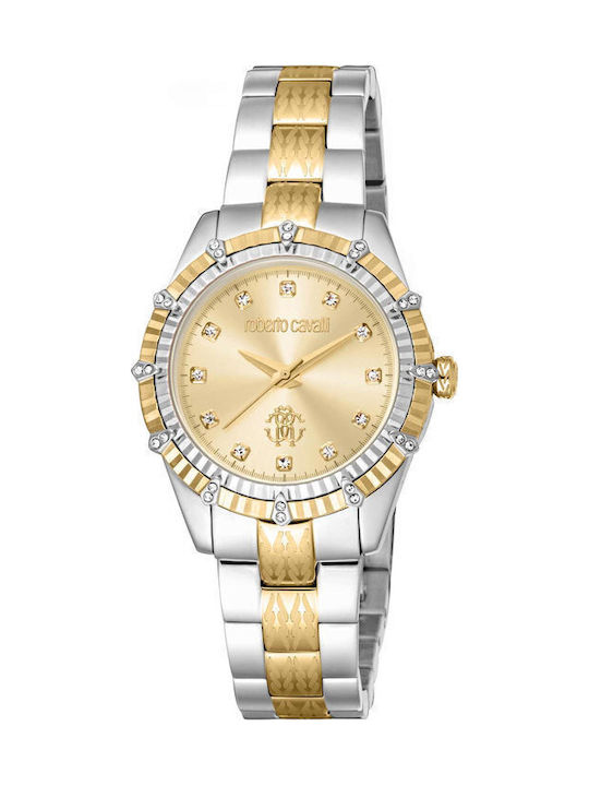 Glam Crystals Womens Watch 32mm Battery with Silver Metal Bracelet