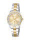 Glam Crystals Womens Watch 32mm Battery with Silver Metal Bracelet