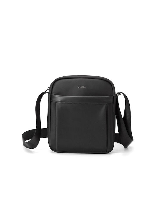 Lavor Fabric Shoulder / Crossbody Bag with Zipper & Adjustable Strap Black 21x6cm