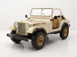 Jeep CJ-7 golden Eagle, beige/Decorated Modeling Figure in Scale 1:18