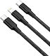 KLGO Geflochten USB zu Blitzschlag / Typ-C,TC-TC / Micro-USB Kabel Schwarz 1.2m