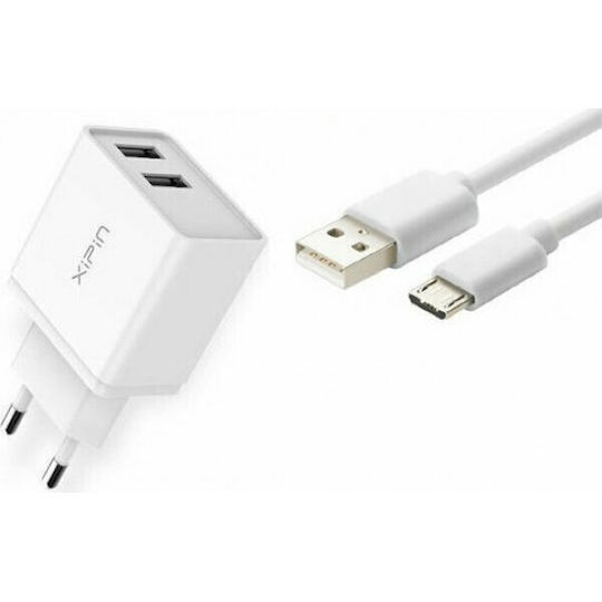Xipin Charger with USB-A Port and Cable USB-C Whites (EU-09T)