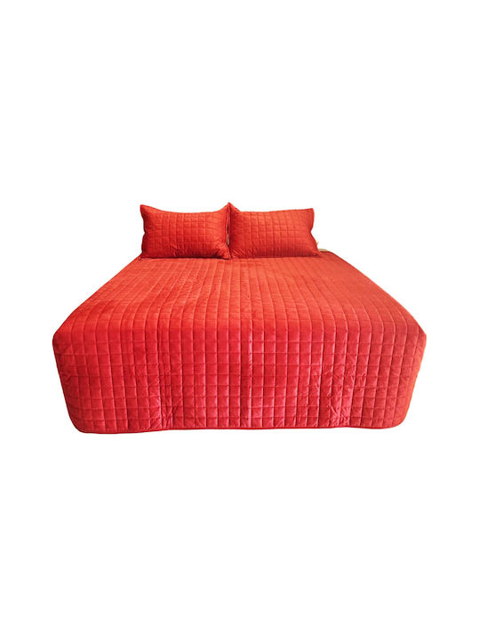 Decotelia Σετ Κουβερλί Υπέρδιπλο Κόκκινο 220x240cm 3τμχ