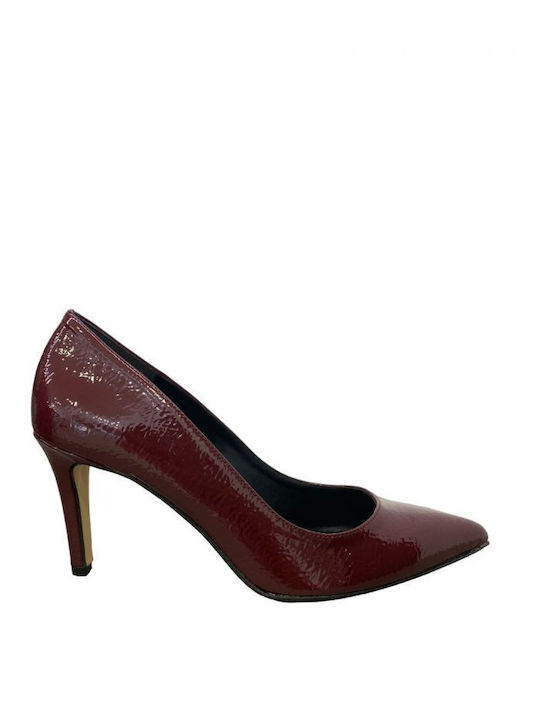 Basic Patent Leather Pointed Toe Burgundy Heels