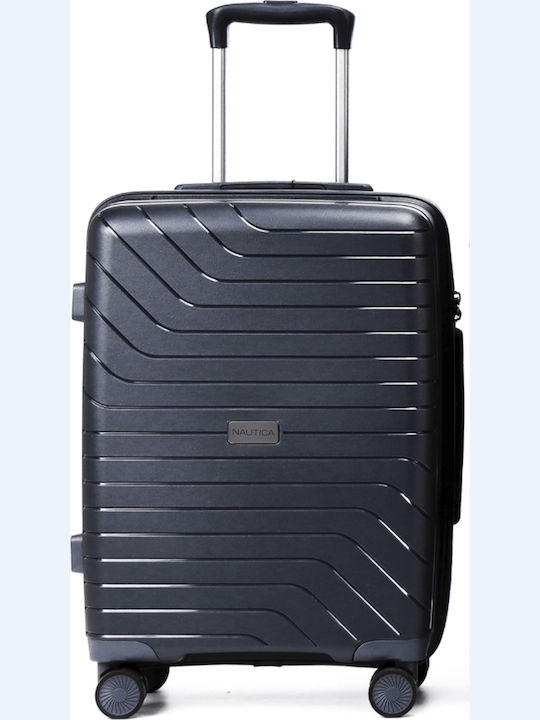 Nautica Large Hard Travel Suitcase Black with 4 Wheels Height 75cm