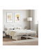 Bed Double Metal White with Slats for Mattress 135x190cm
