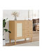 Sideboard made of Solid Wood with Drawers Coffee / Ratan 80x40x80cm