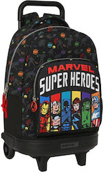 Avengers Σχολική Τσάντα Τρόλεϊ Δημοτικού σε Μαύρο χρώμα Μ33 x Π22 x Υ45εκ