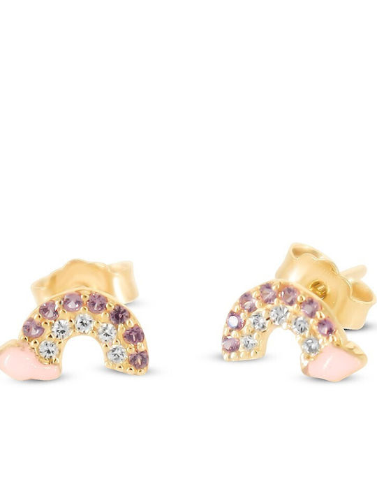 Vitopoulos Kids Earrings Studs with Stones made of Gold 9K