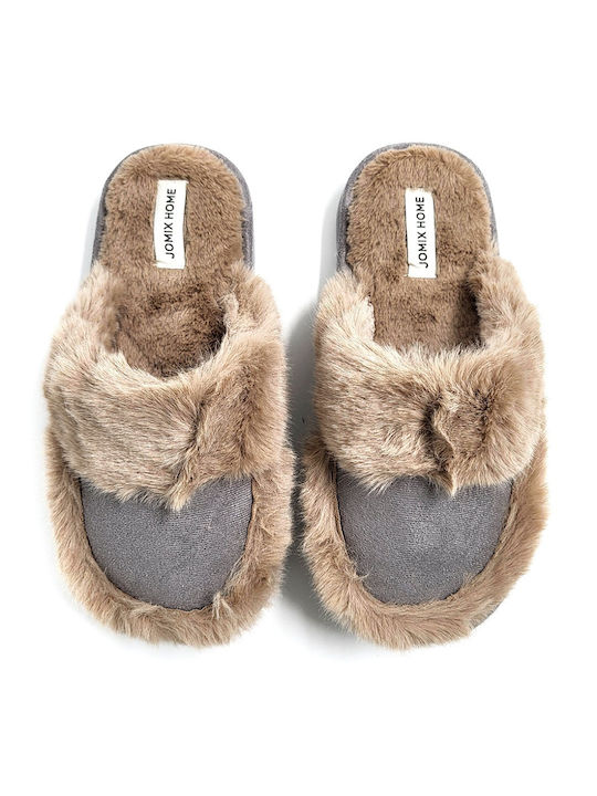 Jomix Winter Women's Slippers with fur in Gray ...