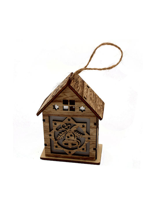 Christmas Illuminated Decorative House Brown with Battery 9x8x3.5cm.