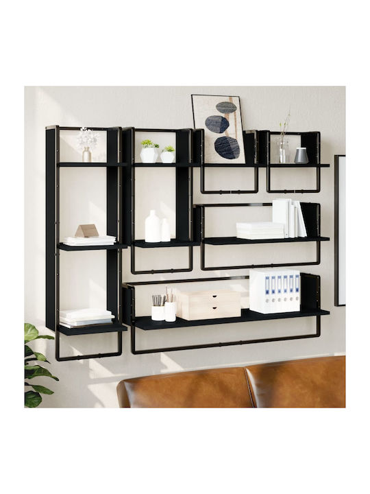 Shelves Wall Black 6pcs 30x25x65cm